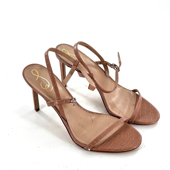 NWOT Sam Edelman Doran Strappy Heels 9 Tan Leather Sandal Croc Capsule Sandals - Picture 8 of 9